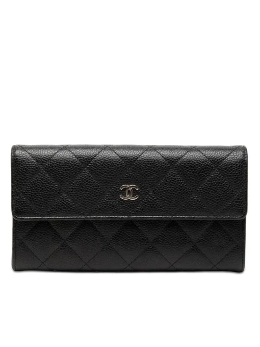 Chanel Quilted CC Logo Wallet Black Caviar Leather